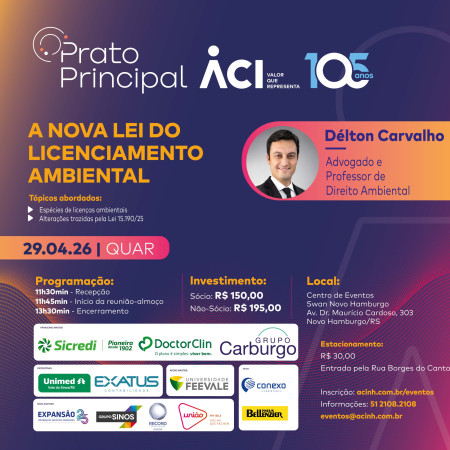 Nova Lei do Licenciamento Ambiental tempera Prato Principal da ACI no dia 29.04.26