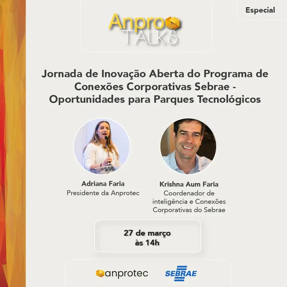 Anprotec apoia Jornada de Inovação Aberta do Sebrae e mobiliza parques tecnológicos