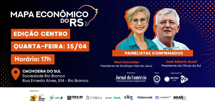 Mapa Econômico do RS no dia 15.04.26 em Cachoeira do Sul